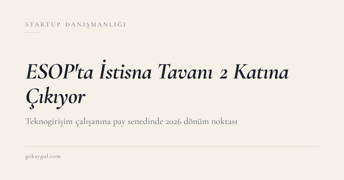 ESOP'ta 2026 Dönüm Noktası: Teknogirişim Çalışanına Pay Senedinde İstisna Tavanı 2 Katına Çıktı