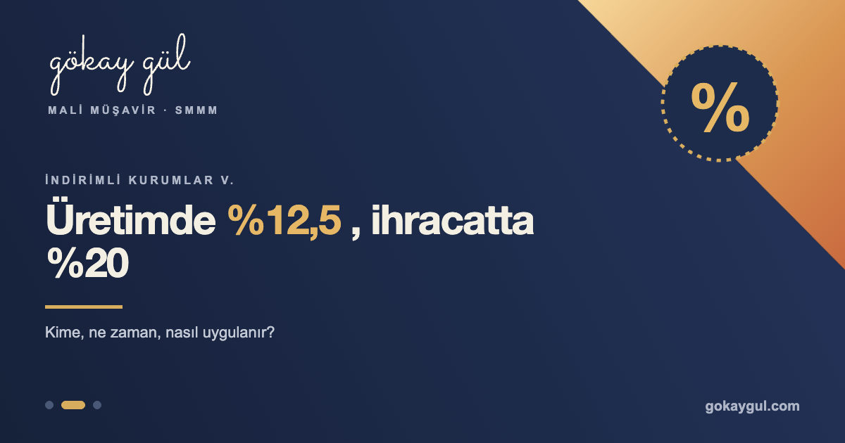İndirimli Kurumlar Vergisi 2026-2027: Üretimde %12,5, İhracatta %20 — Kime, Ne Zaman, Nasıl?