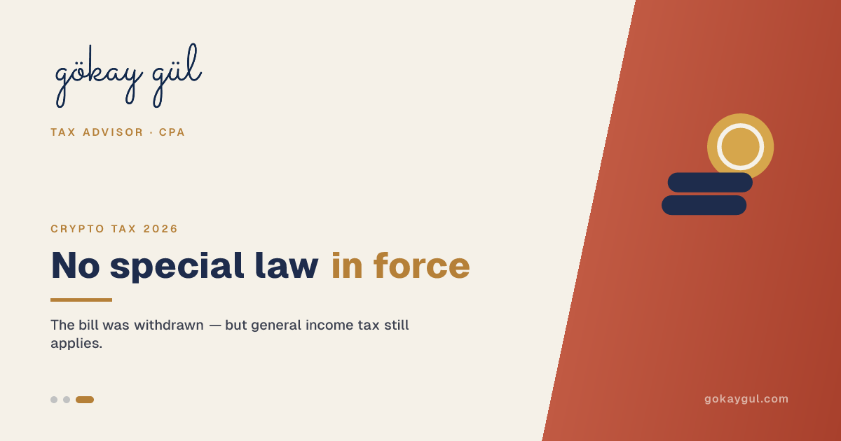 Crypto Tax in Turkey 2026: The Gap Between What's 'Arrived' and What's Actually in Force