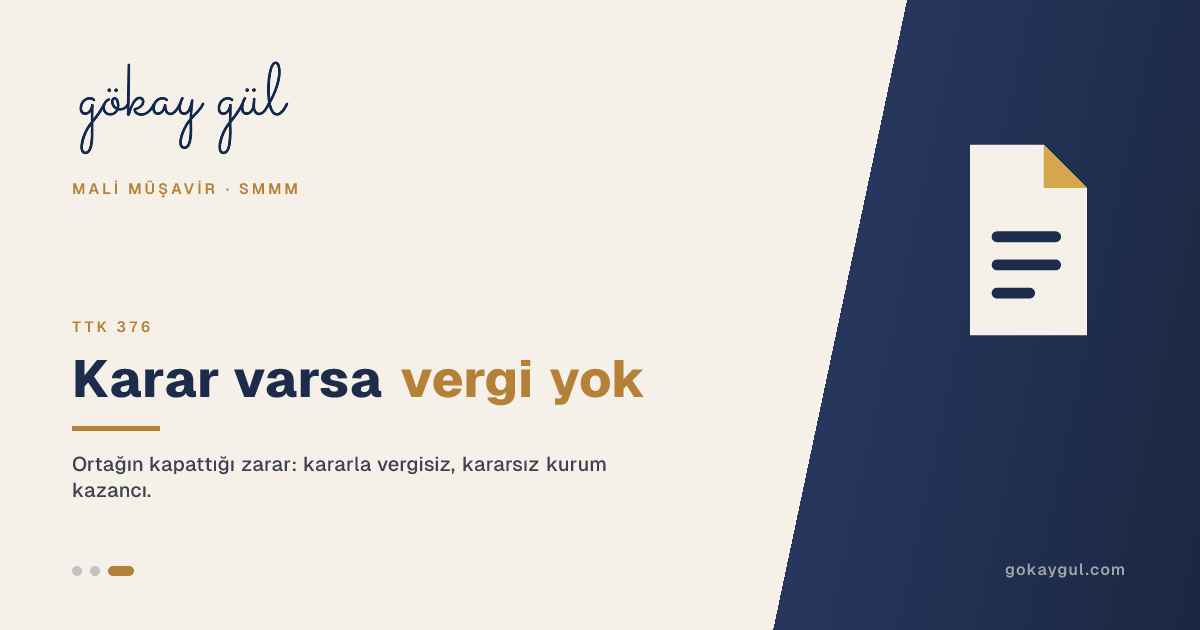 Ortak Şirketin Zararını Kapatırsa Vergi Çıkar mı? Karar Varsa Yok, Karar Yoksa Var (TTK 376)