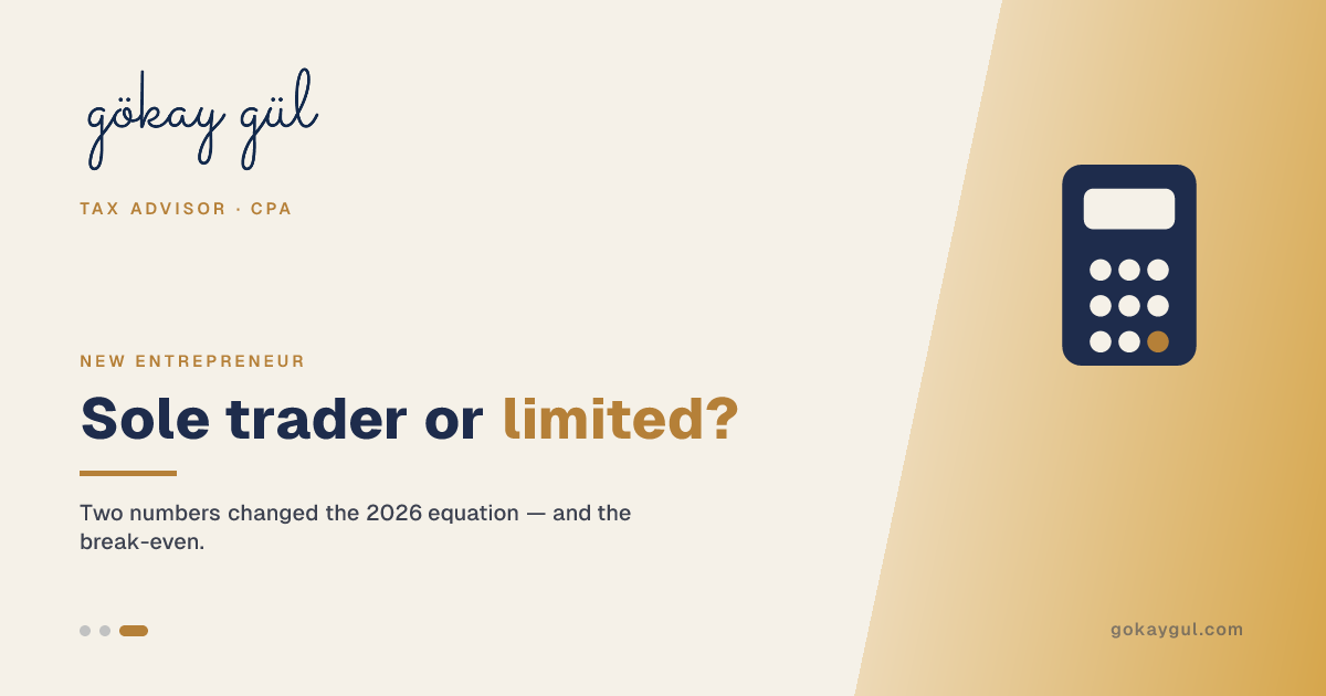 Sole Proprietorship or Limited Company? The Two Numbers That Changed the 2026 Equation for New Entrepreneurs in Türkiye